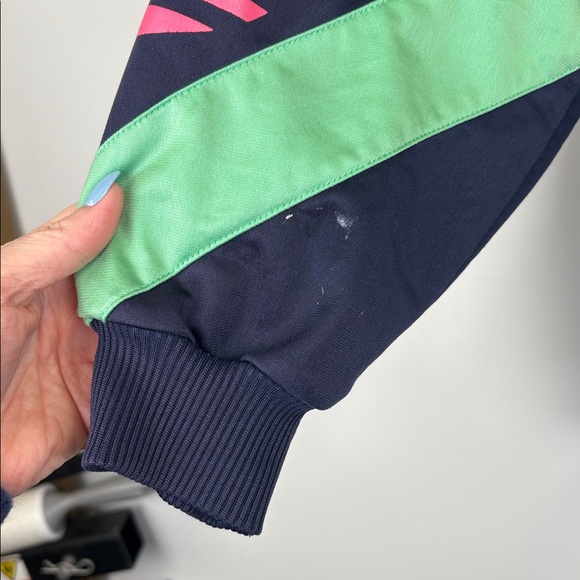 Vintage retro Adidas tracksuit jacket | M | Navy/Pink/green 90s rare Trefoil - Picture 3 of 9